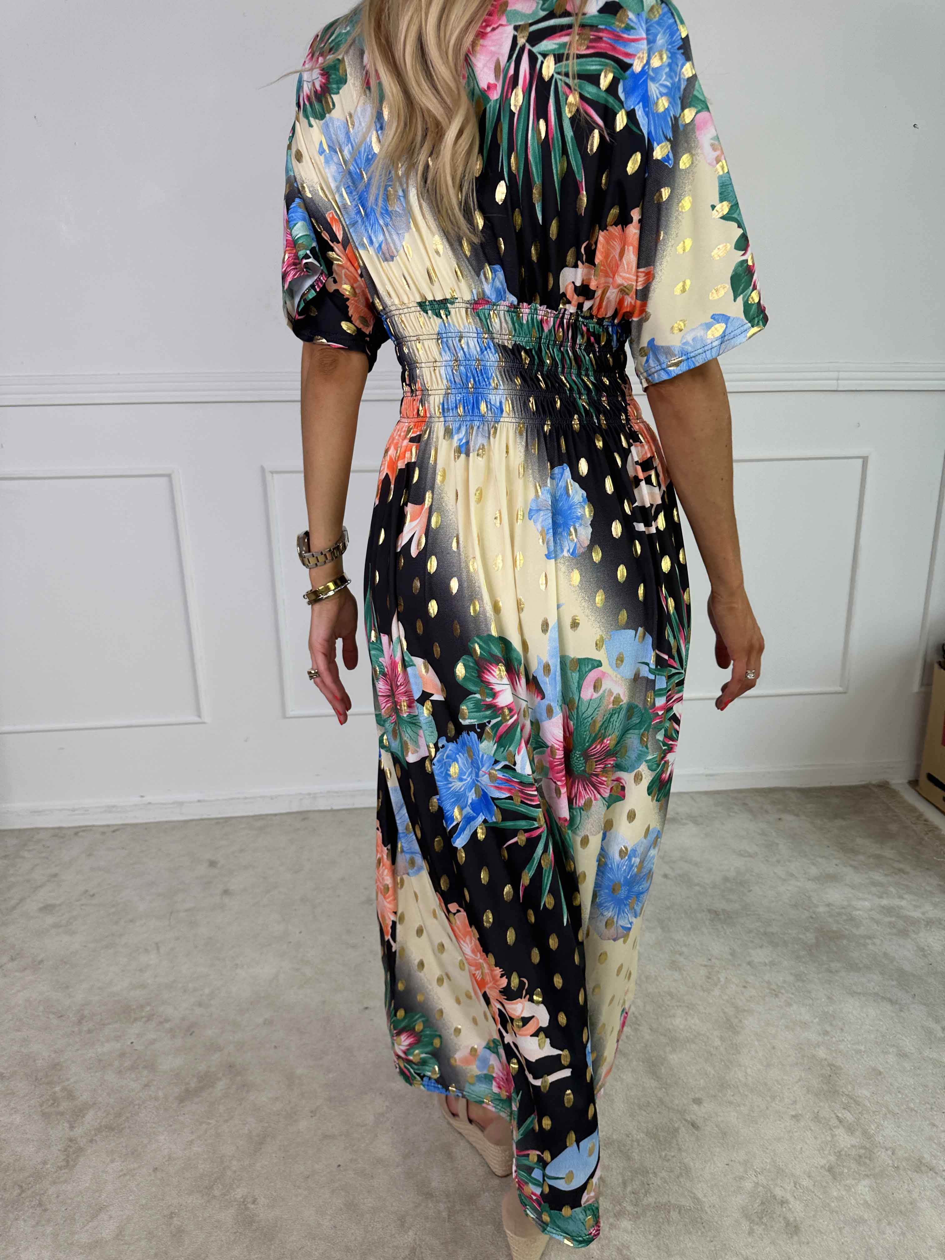 Pams Hawaii - Lång klänning i stretchtyg med blommönster